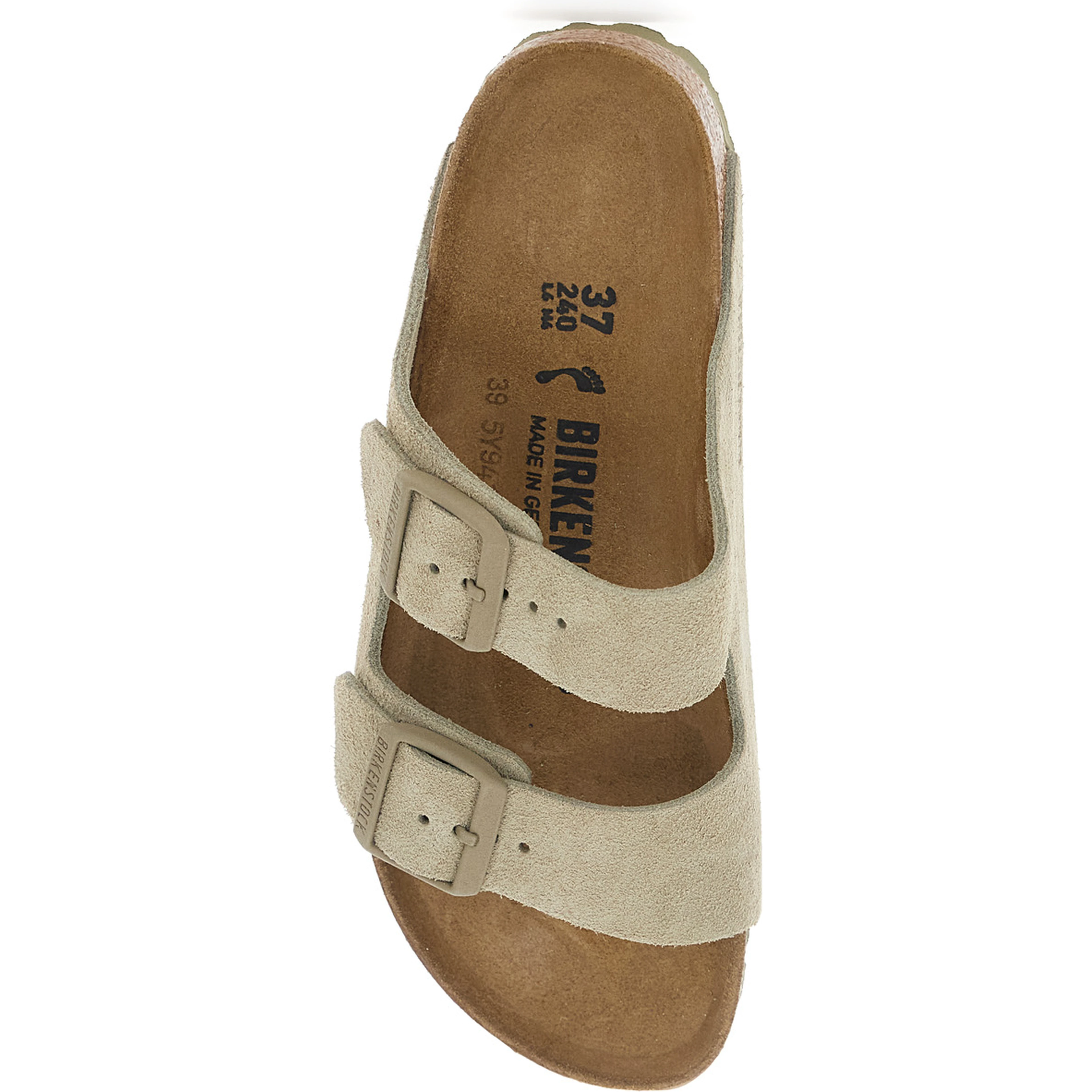 Arizona Beige Sandals with Rounded Toe and Buckle Closure in Suede for Men