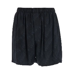 High-Waisted Shorts with Front Pockets in Black Viscose for Men
