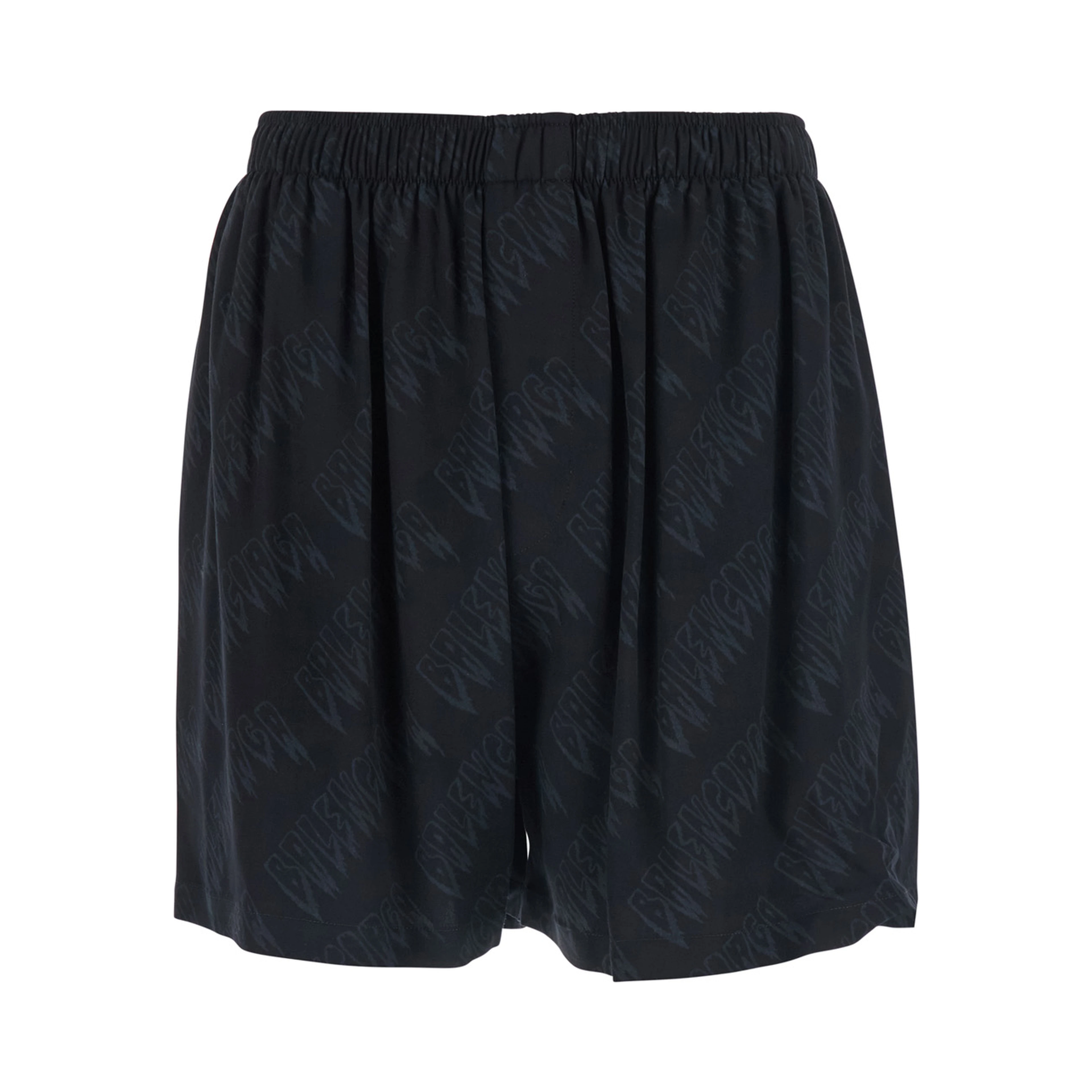 High-Waisted Shorts with Front Pockets in Black Viscose for Men