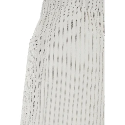 Grey Shorts with Elastic Waistband with Drawstring and All-Over Striped Motif in Cotton for Men