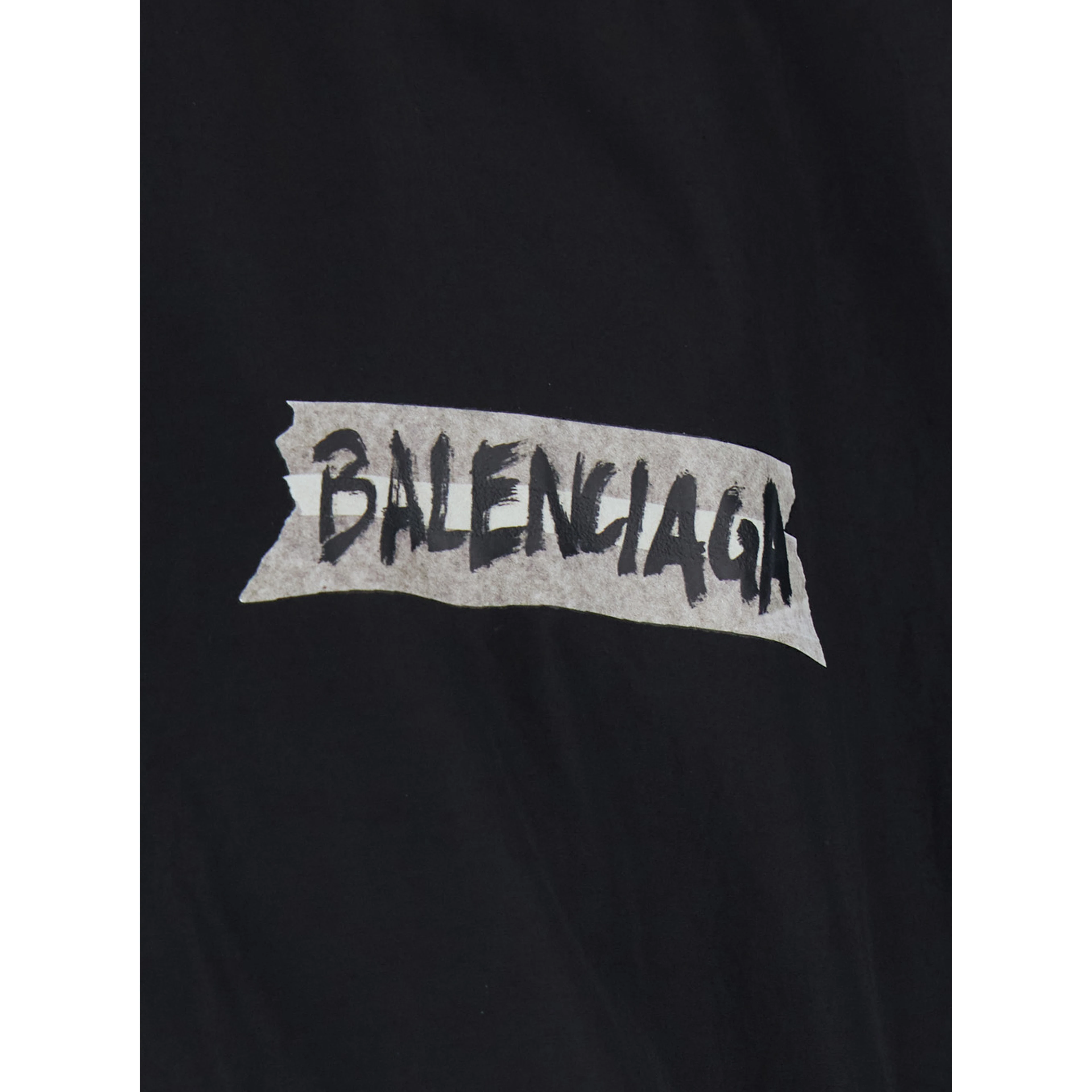 Black Jacket with High Collar and Logo on Front and Back in Cotton Blend for Men