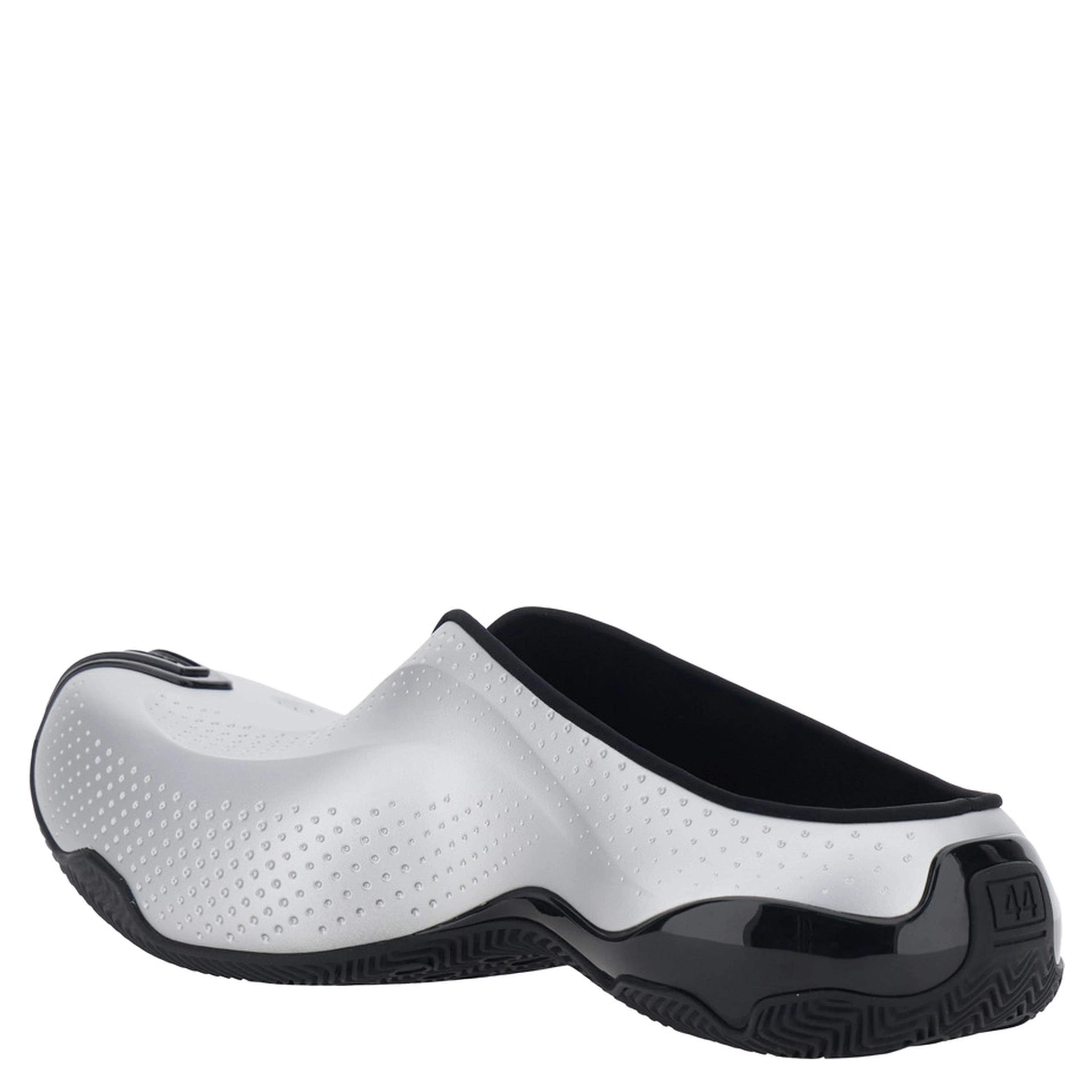 Grey mules with logo on the side and number on the front and back in tech fabric man