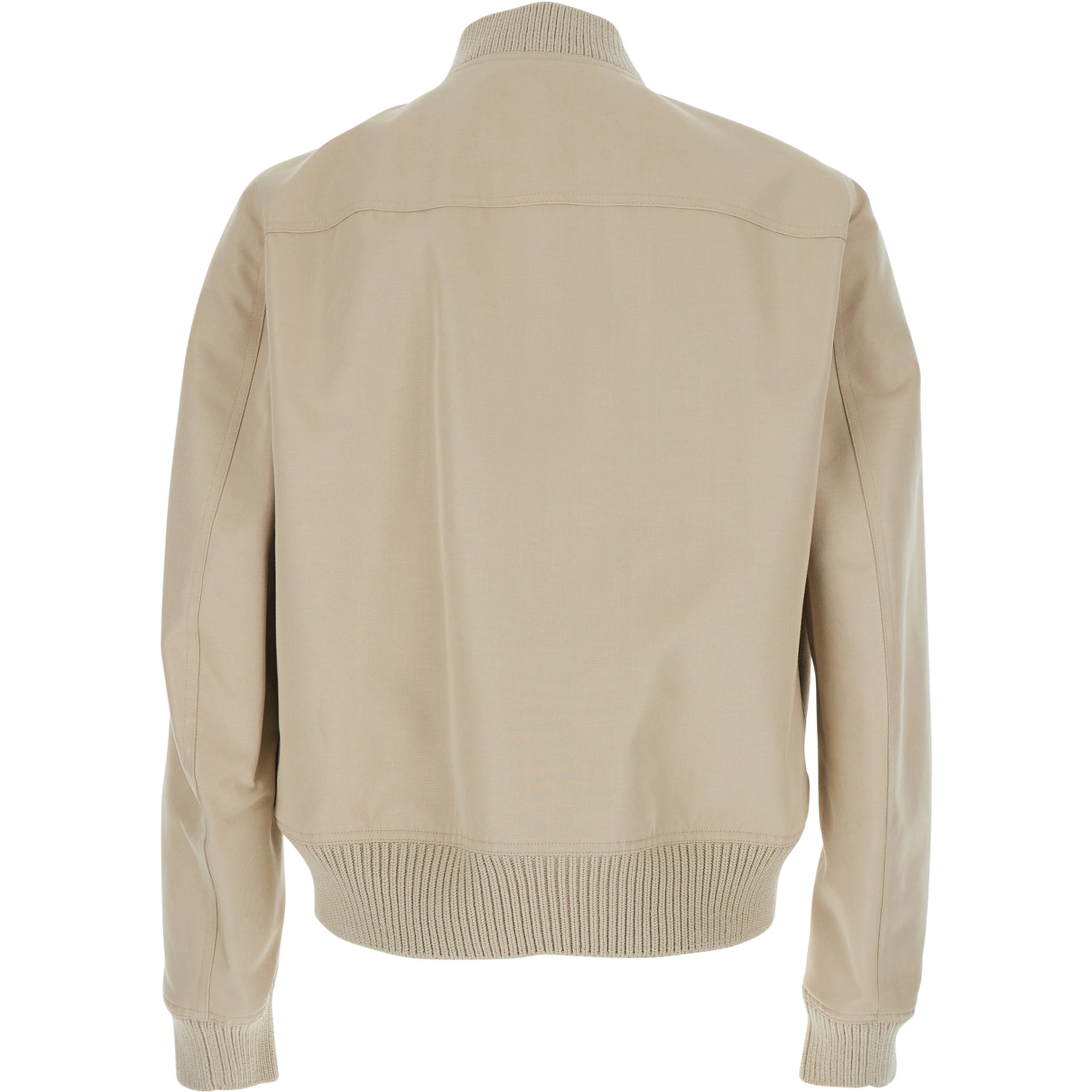 Heizer Flight Bomber Jacket with Bomber Collar and Two Zip Pockets on the Front in Beige Cotton Blend for Men