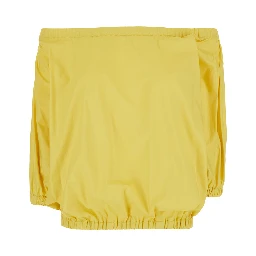 Yellow off-shouder Top with Short Sleeves in Cotton for Women