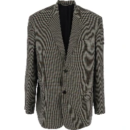 Brown Striped Jacket with Logo Patch on Sleeve for Men