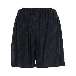 High-Waisted Shorts with Front Pockets in Black Viscose for Men