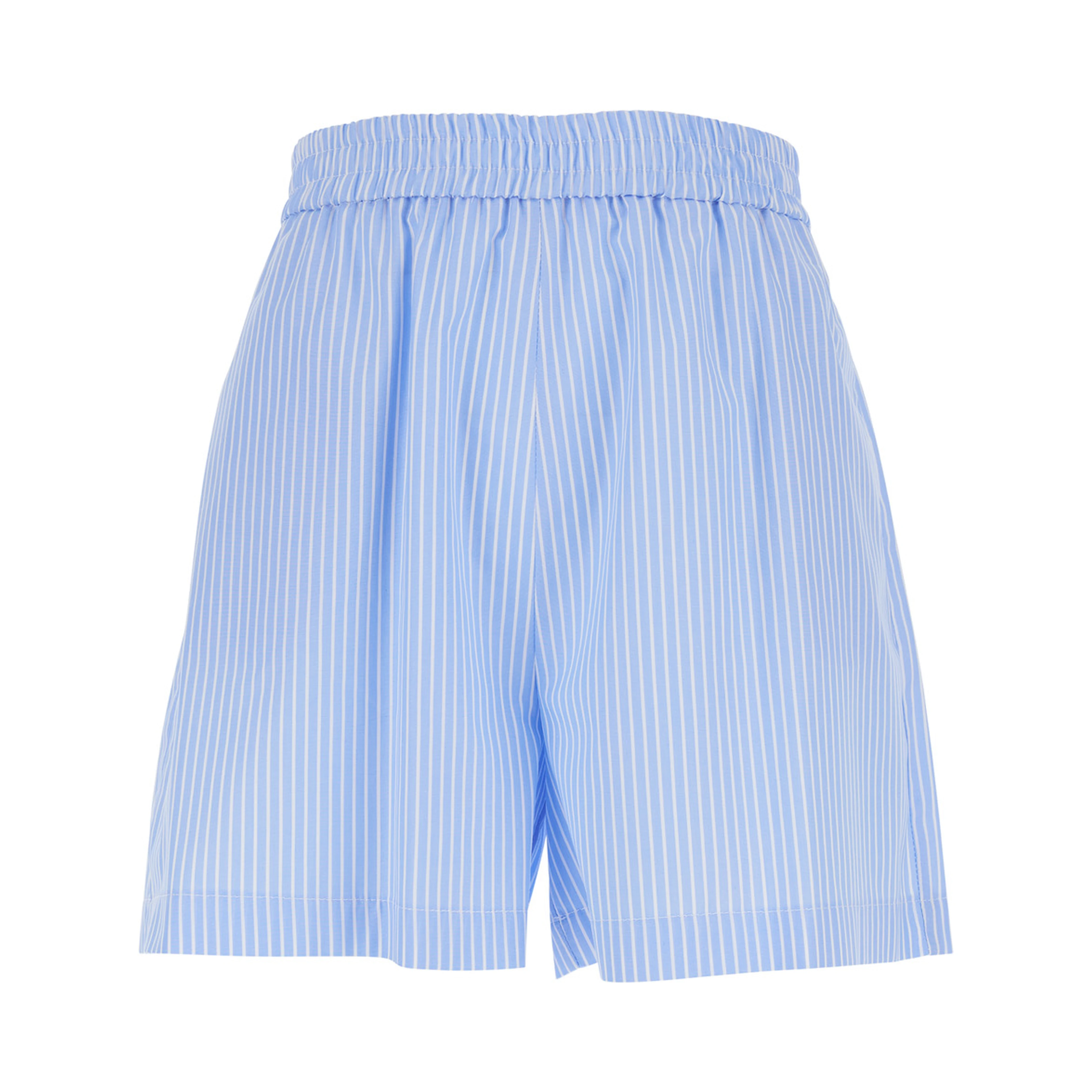 Light Blue Shorts with striped motif in cotton blend women