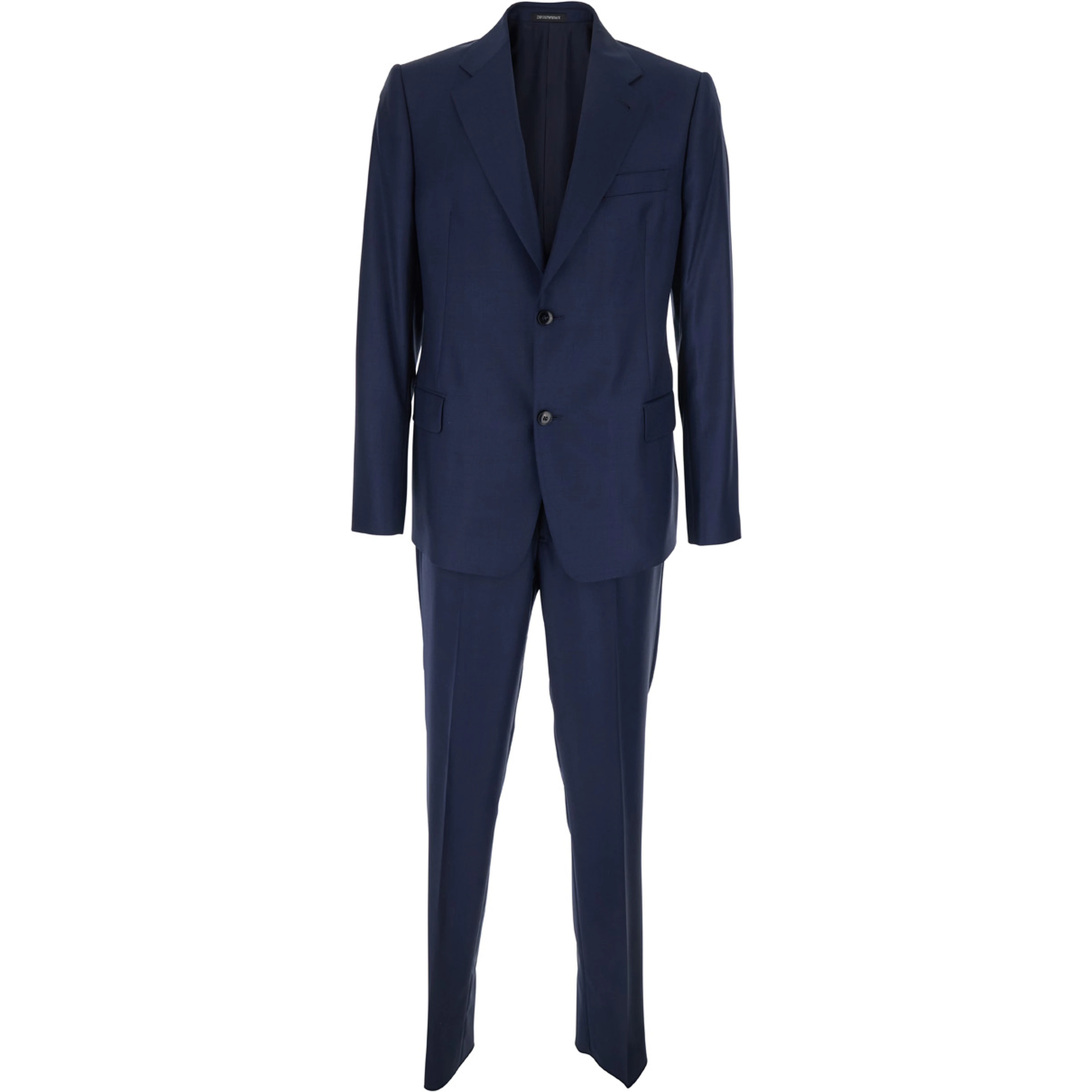 Blue Single-breasted Suit with Notched Revers in Wool for Men