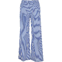 Blue Pants with Wide Leg and All-Over Stripes in Cotton Blend Woman