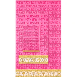 pink Five-piece towel set with Baroque motif in cotton unisex