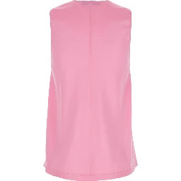 Pink Sleeveless Silk Top with V-Neck Woman