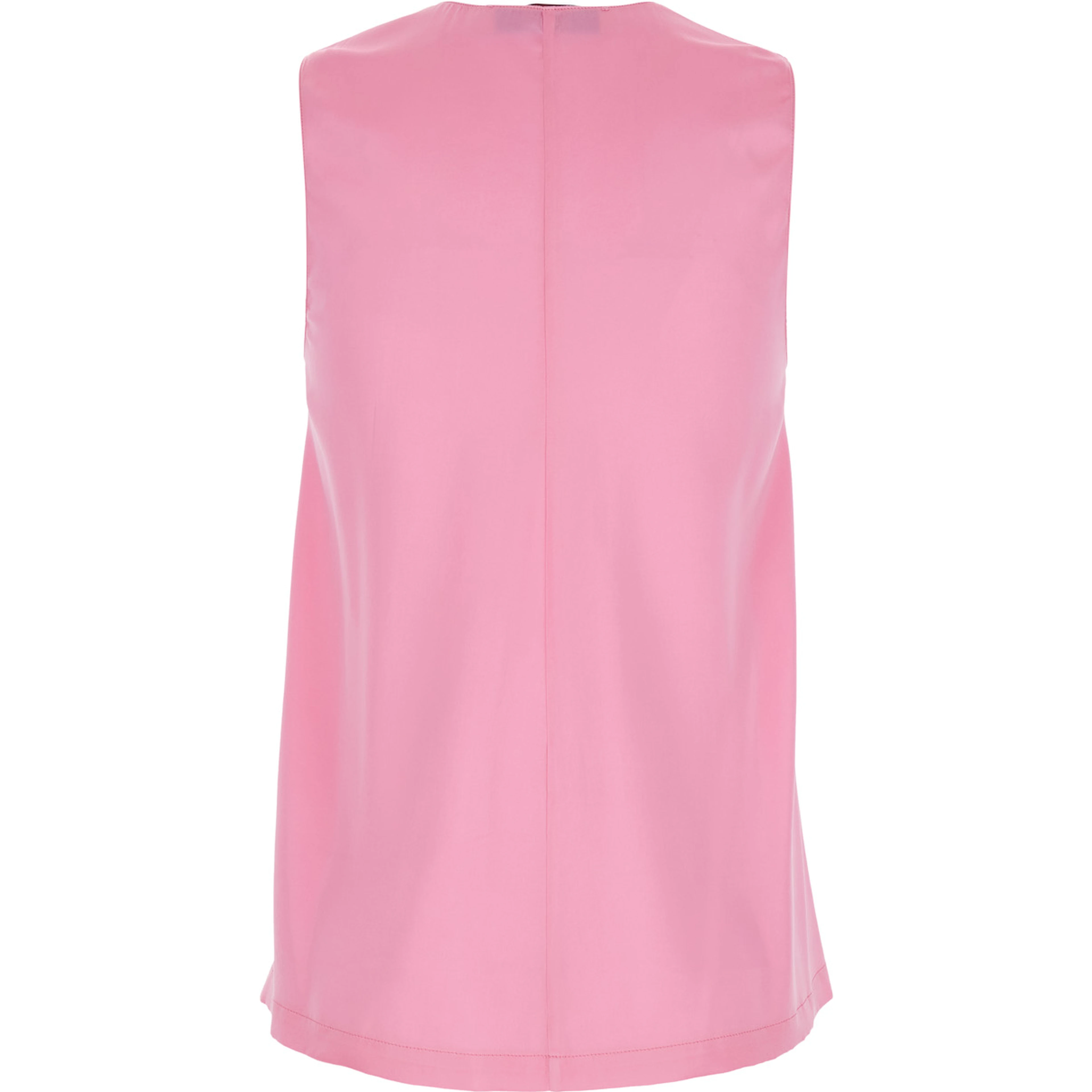 Pink Sleeveless Silk Top with V-Neck Woman