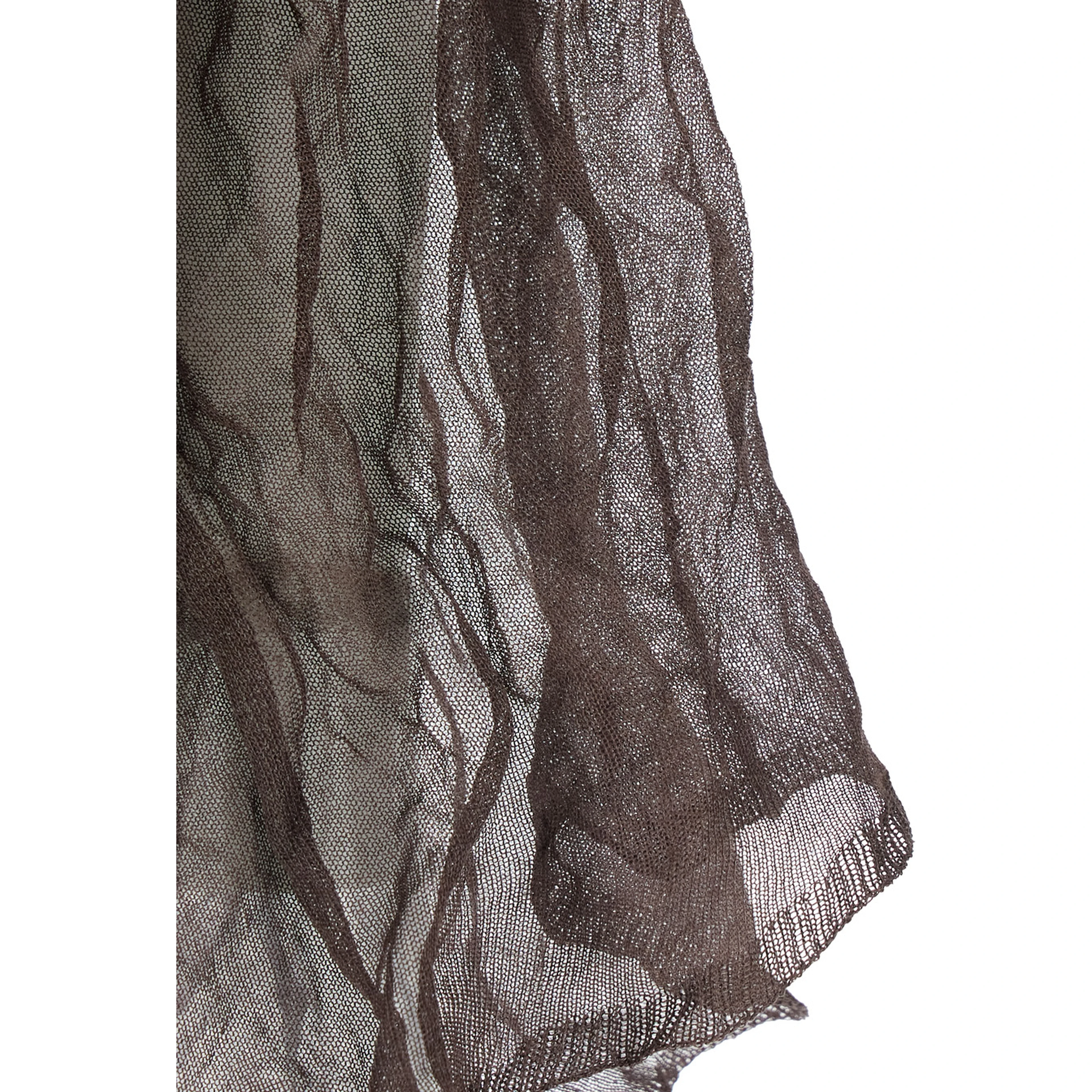 Brown Crop top with boat neckline and crumpled design in silk blend for women