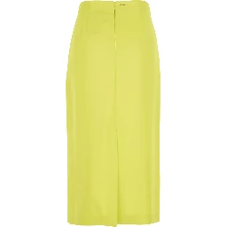 Yellow Skirt with Rear Concealed Zip Closure and Logo Plaque on the Rear in Fabric Woman