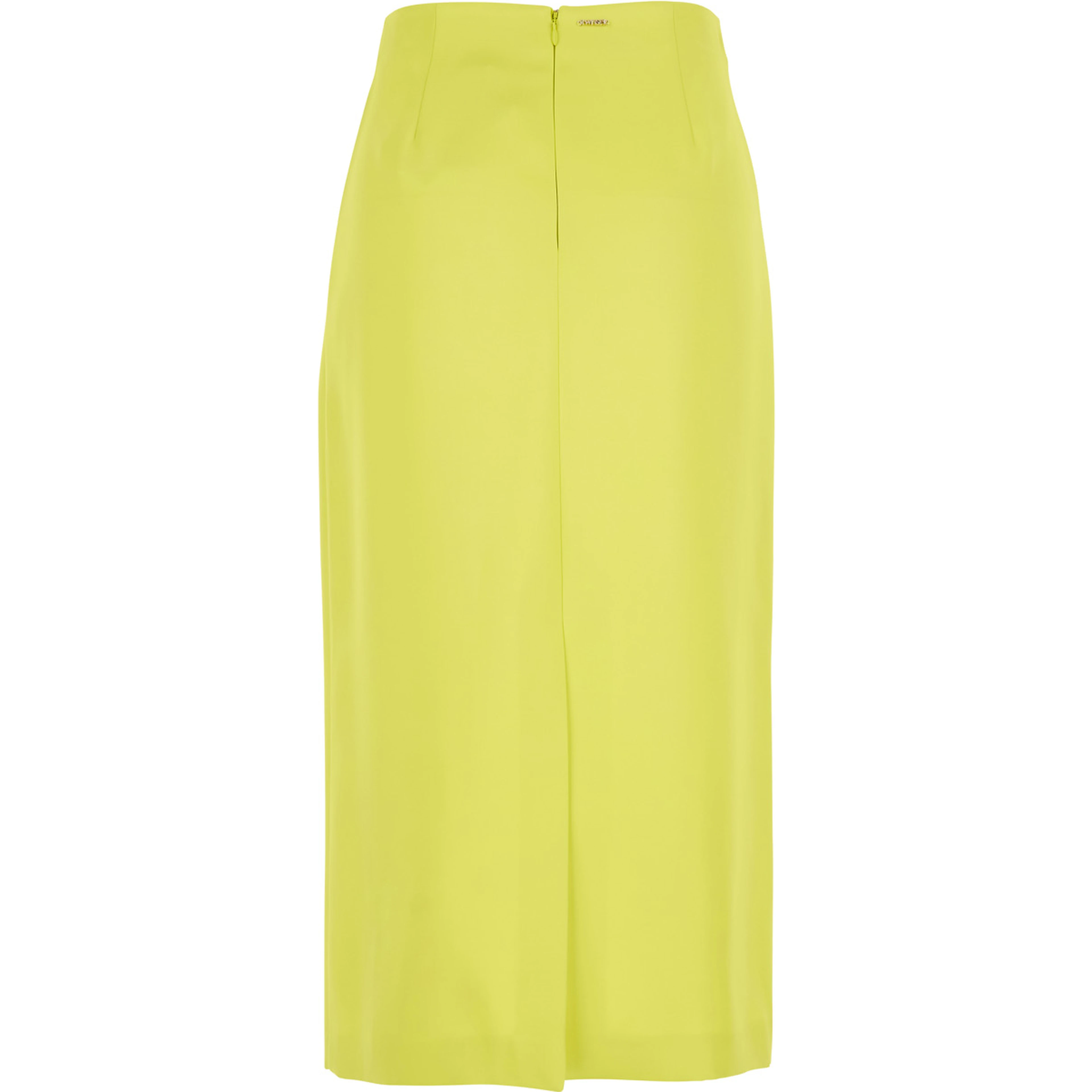 Yellow Skirt with Rear Concealed Zip Closure and Logo Plaque on the Rear in Fabric Woman
