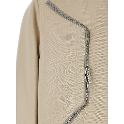 Heizer Flight Bomber Jacket with Bomber Collar and Two Zip Pockets on the Front in Beige Cotton Blend for Men