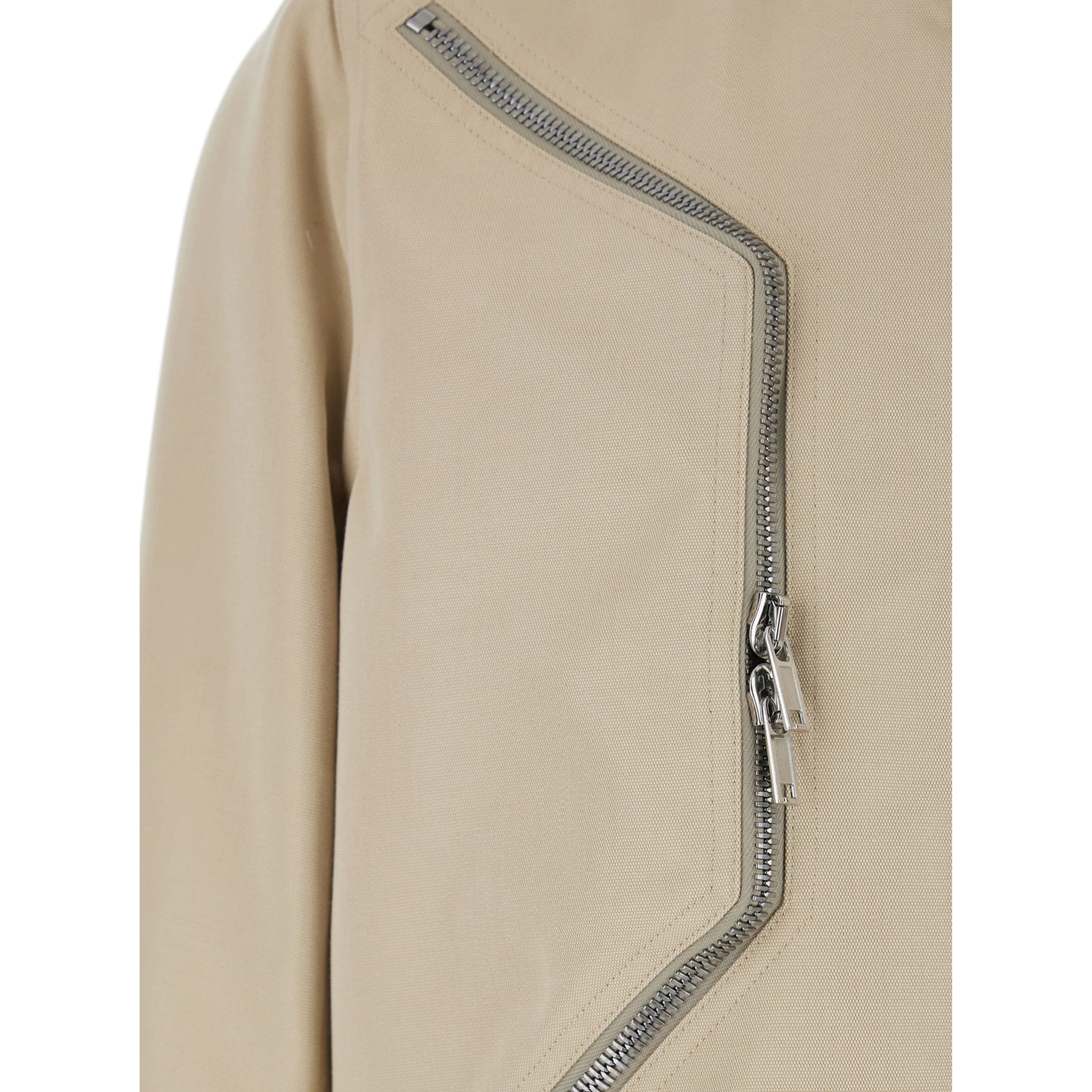 Heizer Flight Bomber Jacket with Bomber Collar and Two Zip Pockets on the Front in Beige Cotton Blend for Men