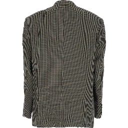 Brown Striped Jacket with Logo Patch on Sleeve for Men
