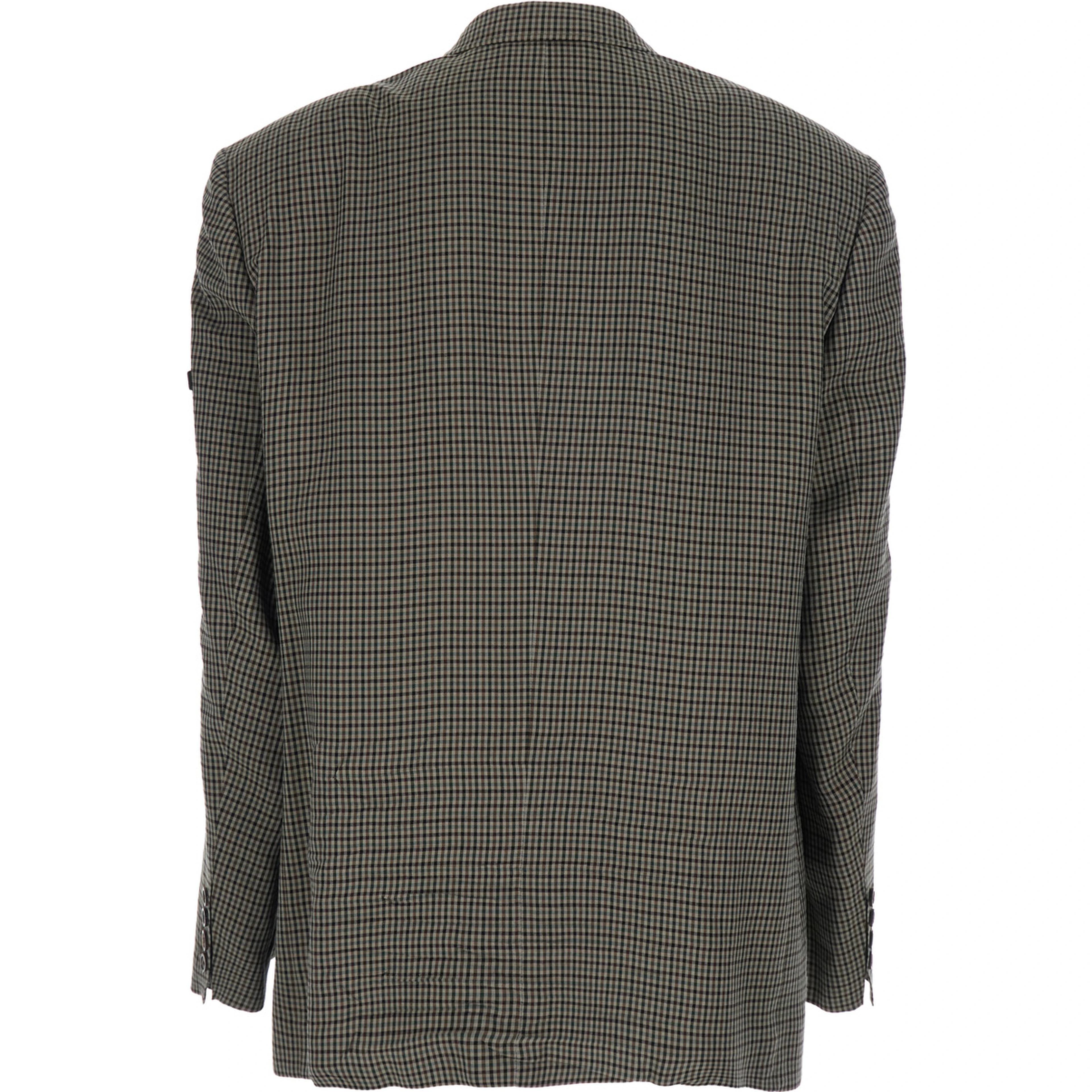 Brown Striped Jacket with Logo Patch on Sleeve for Men