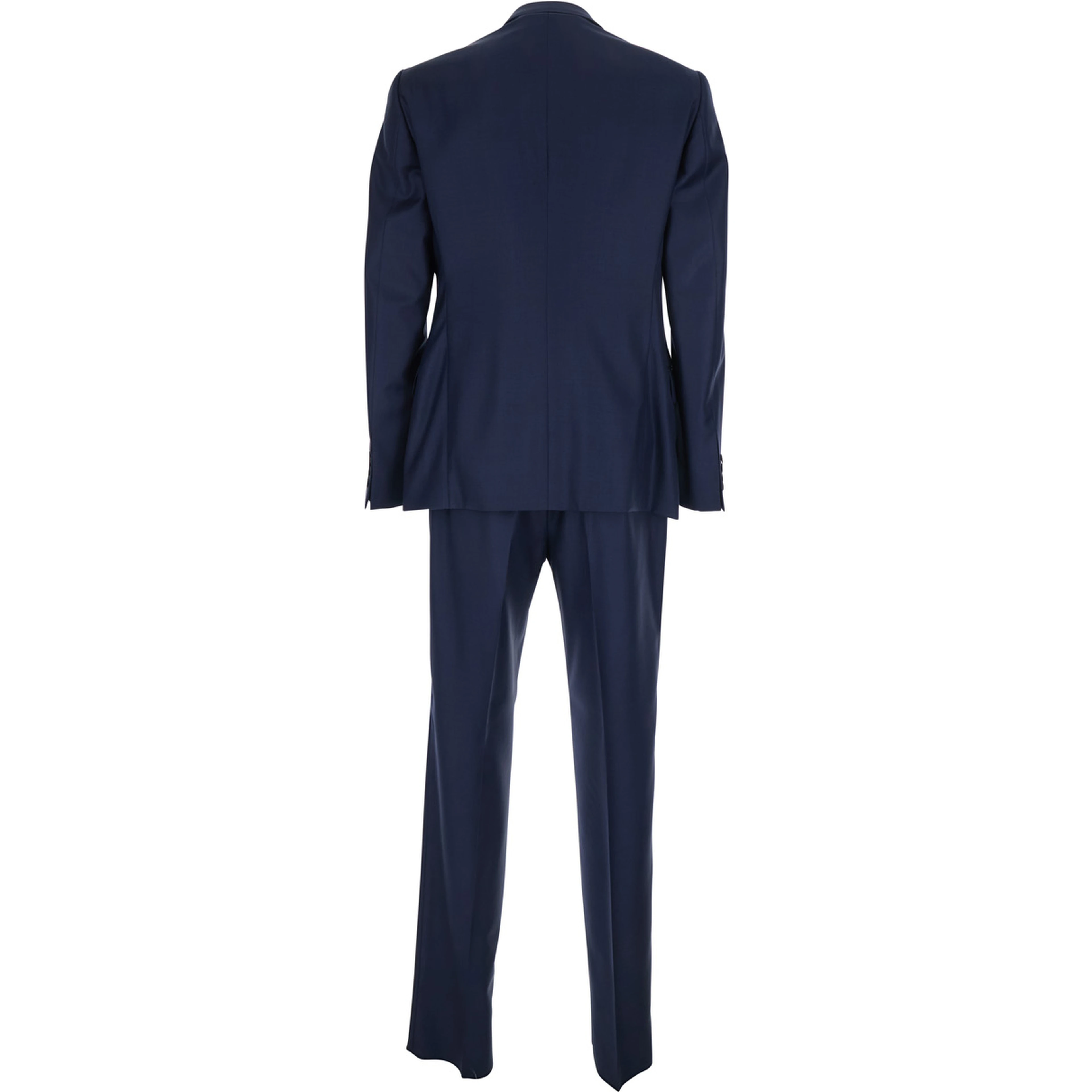Blue Single-breasted Suit with Notched Revers in Wool for Men