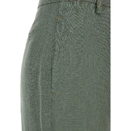 Green Wide Leg Linen Pants with Belt Loops Woman