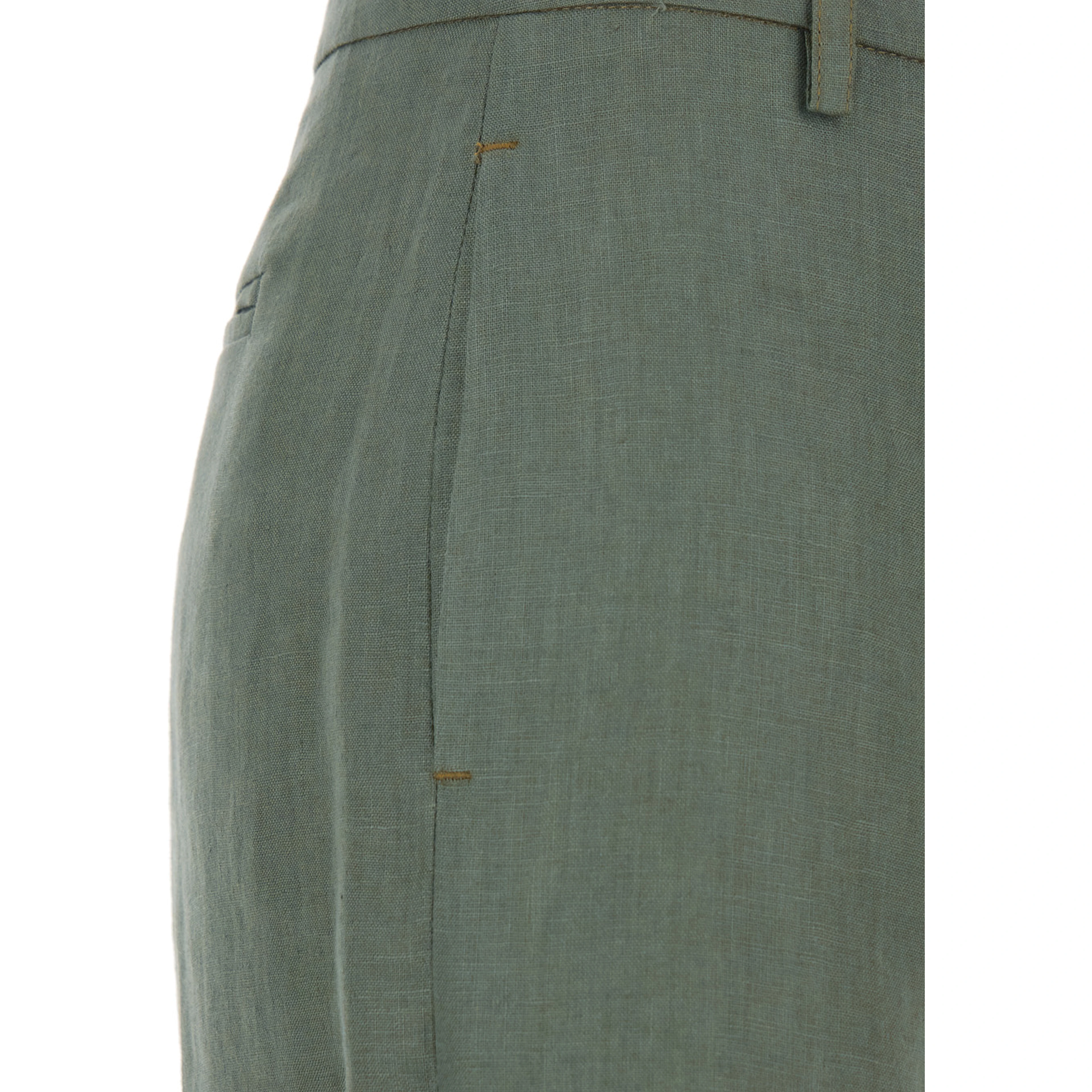 Green Wide Leg Linen Pants with Belt Loops Woman