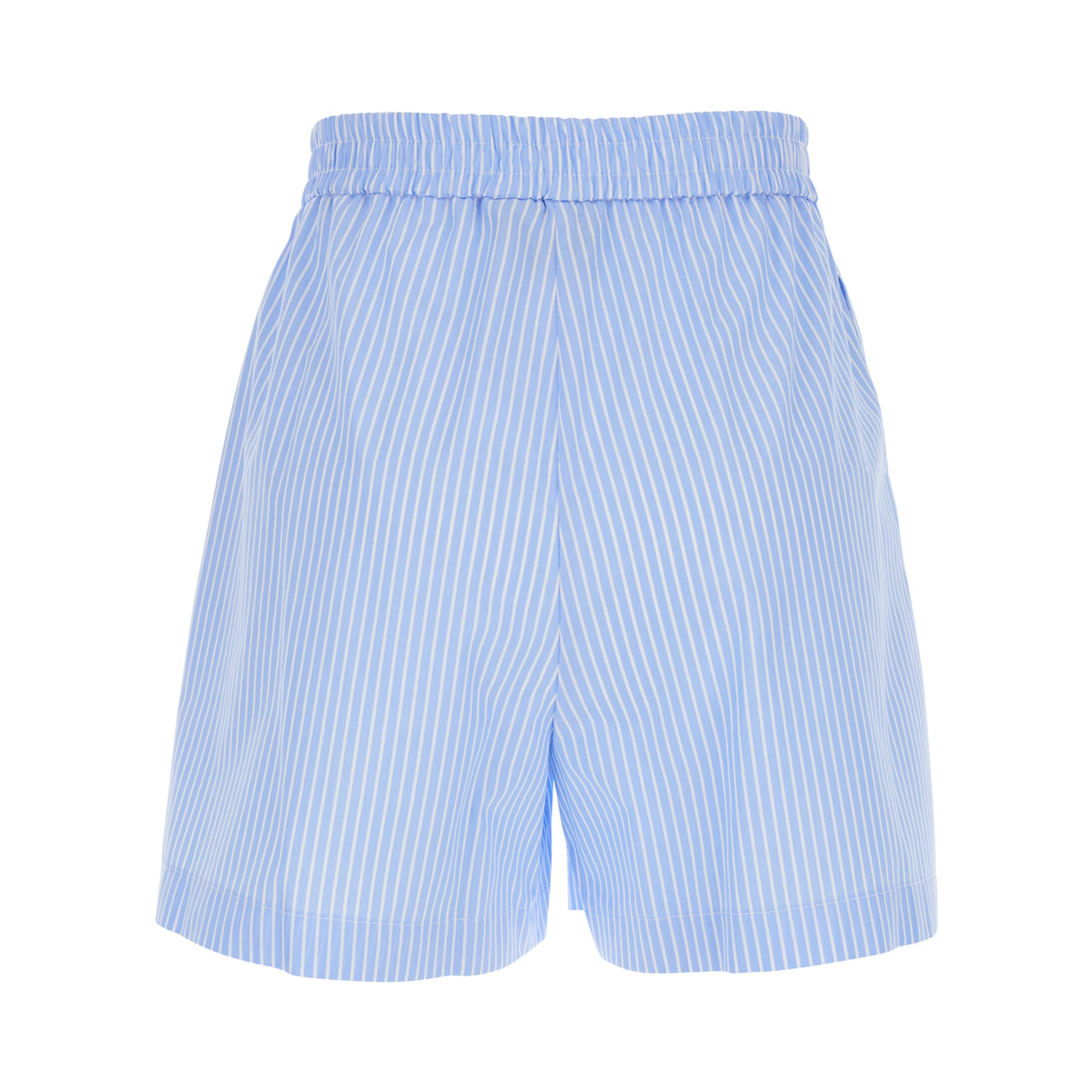 Light Blue Shorts with striped motif in cotton blend women