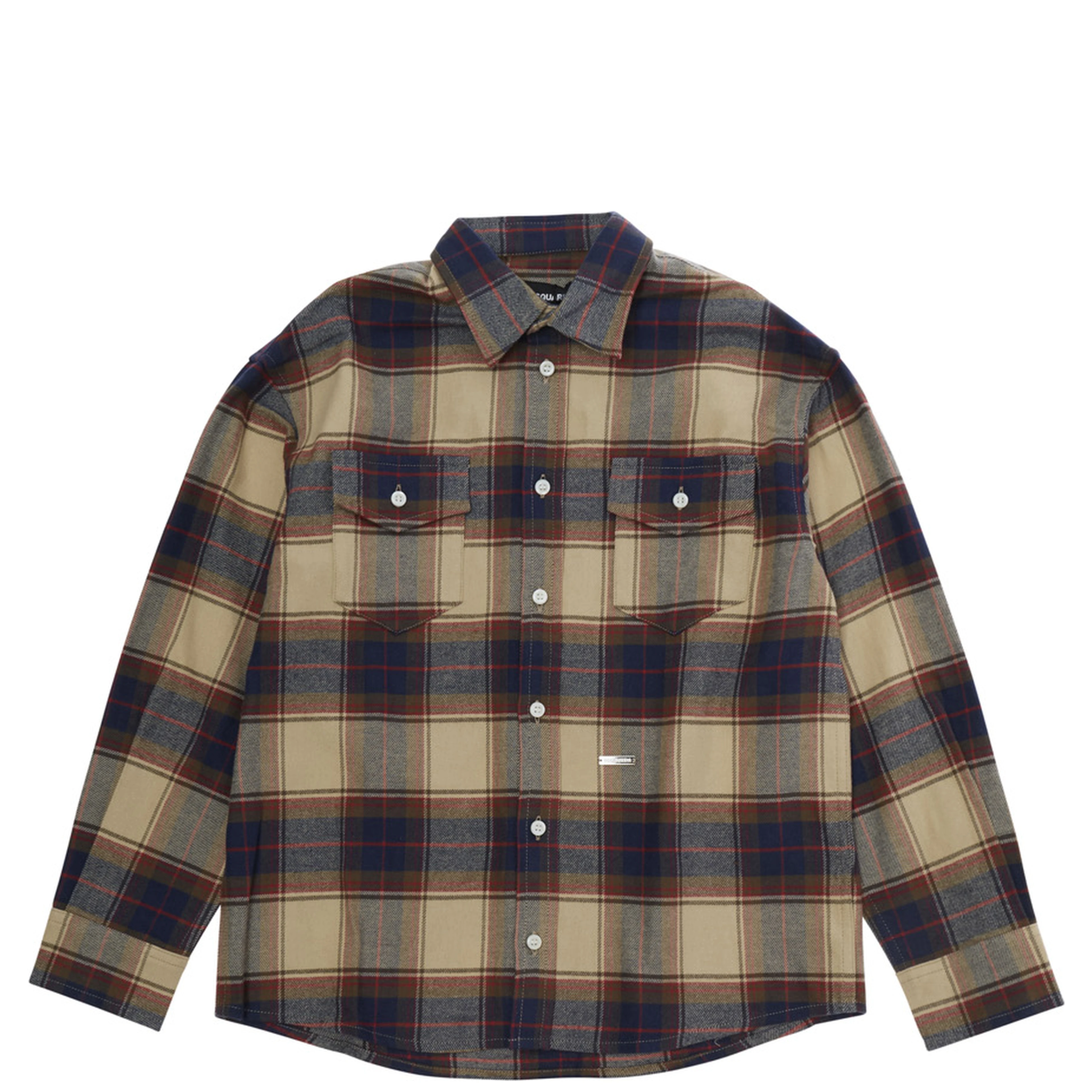 multicolor Shirt with striped motif and front plaque in cotton for boy