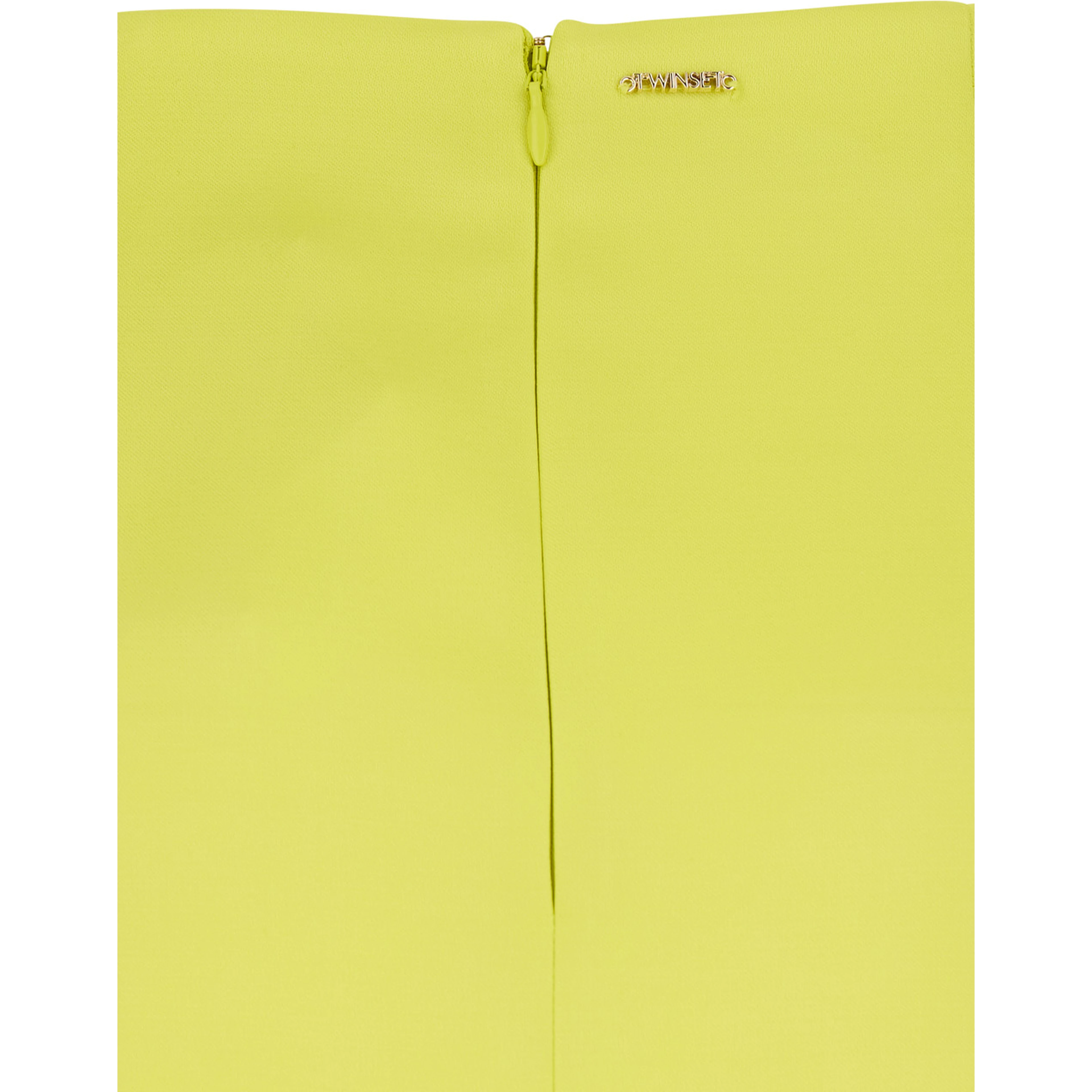 Yellow Skirt with Rear Concealed Zip Closure and Logo Plaque on the Rear in Fabric Woman