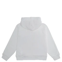 White Hoodie with kangaroo pocket and logo lettering on the front in cotton Boy