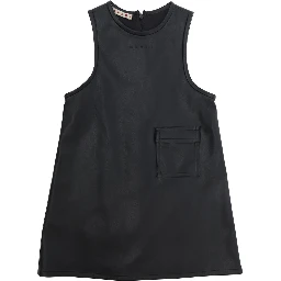 black Dress with logo lettering on the front in eco-leather for Girl