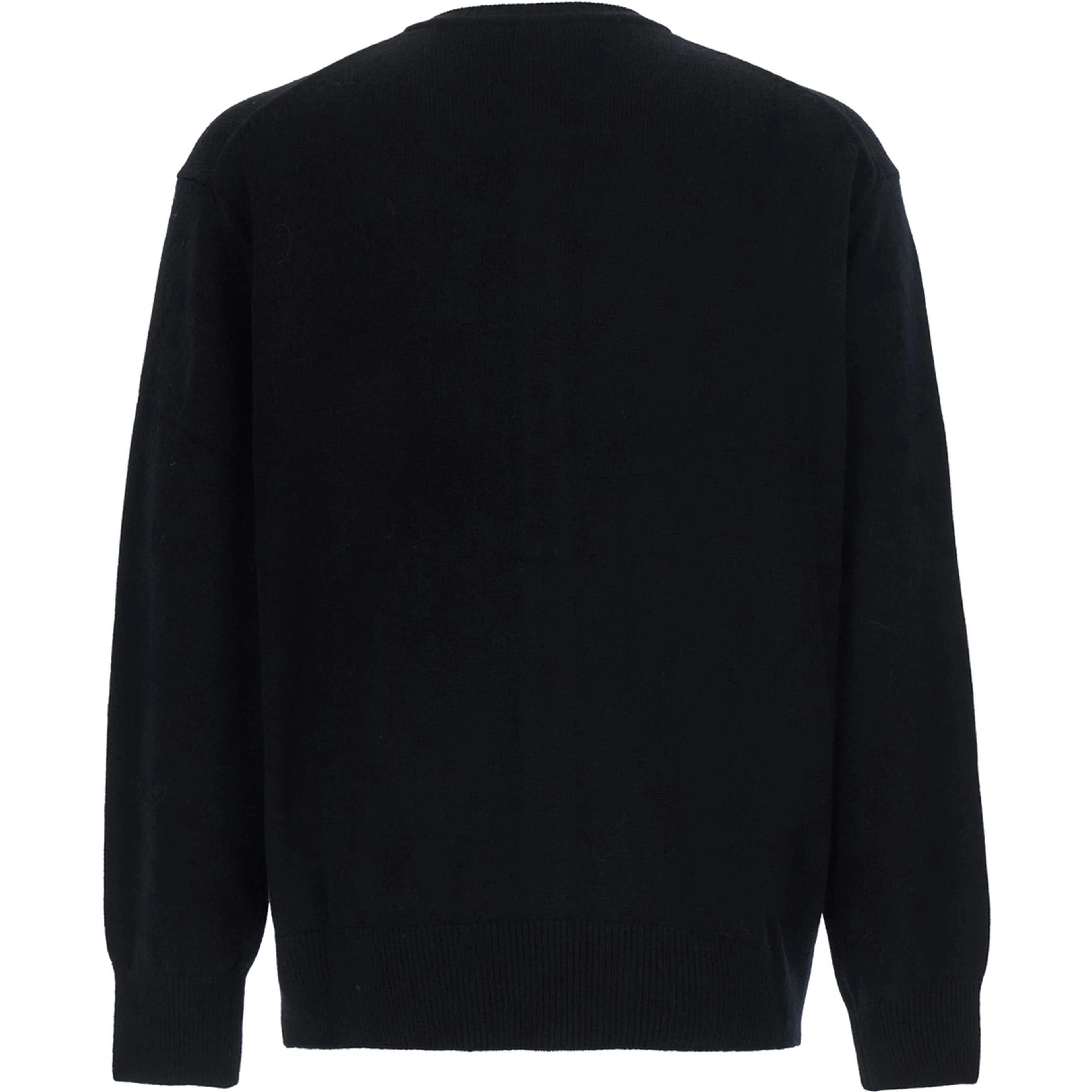 UNISEX CREWNECK KNIT CARDIGAN with round neck and long sleeves in Wool Viscose Nylon Cashmere in Black Unisex