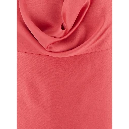 Red long Dress with Halterneck and open back in fabric woman