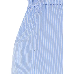 Light Blue Shorts with striped motif in cotton blend women