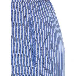 Blue Pants with Wide Leg and All-Over Stripes in Cotton Blend Woman