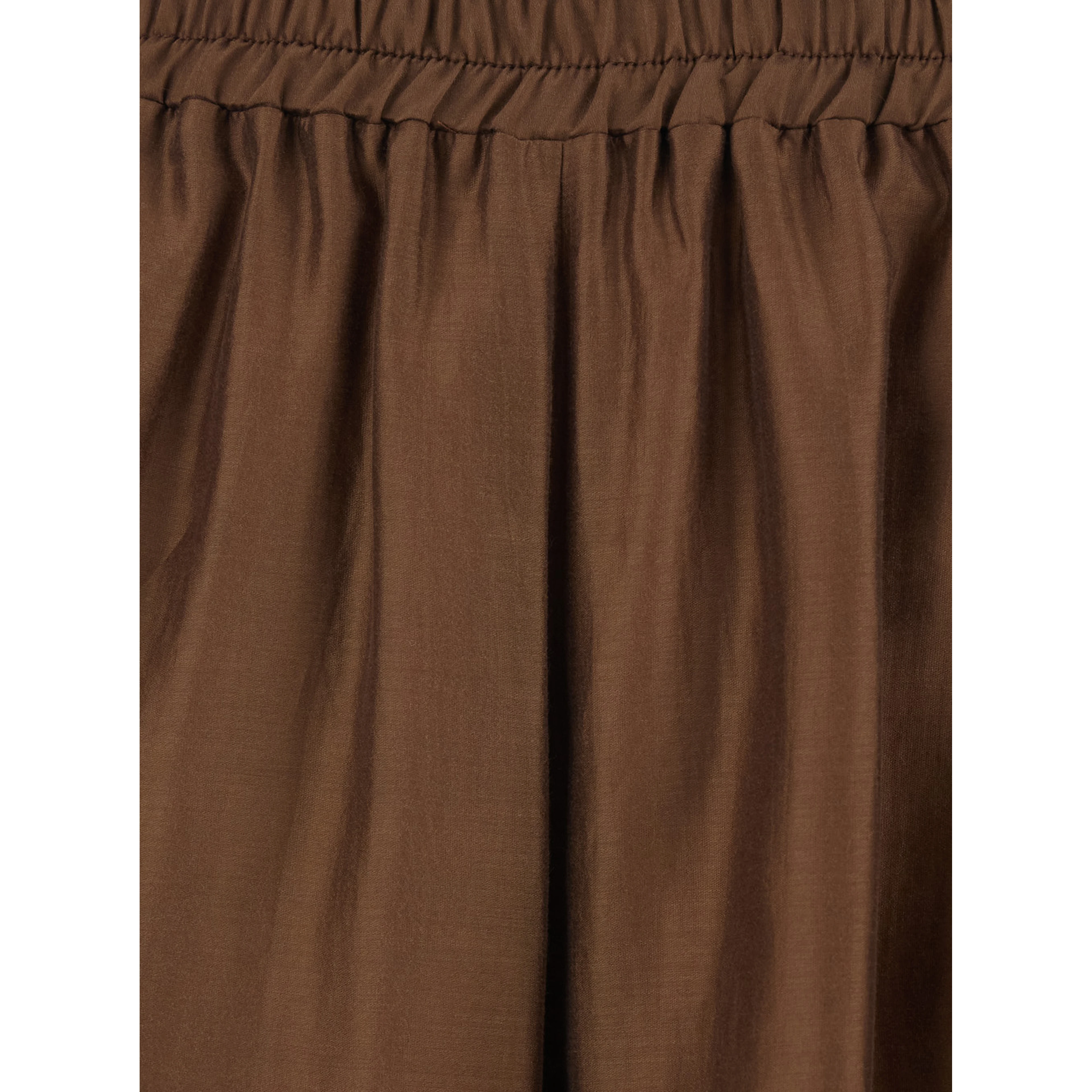 Brown Pants with Elastic Waist and Semi-Transparent Design in Tech Fabric for Women