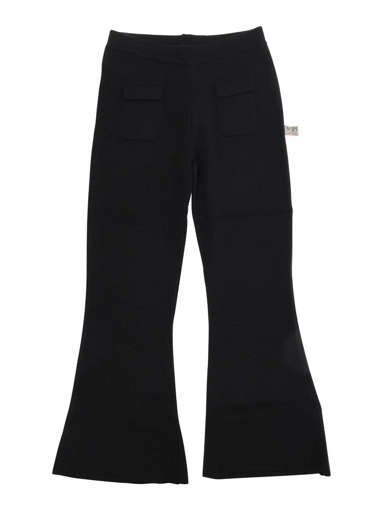 Black Pants with logo patch on the back and wide leg in Blend Wool Girl