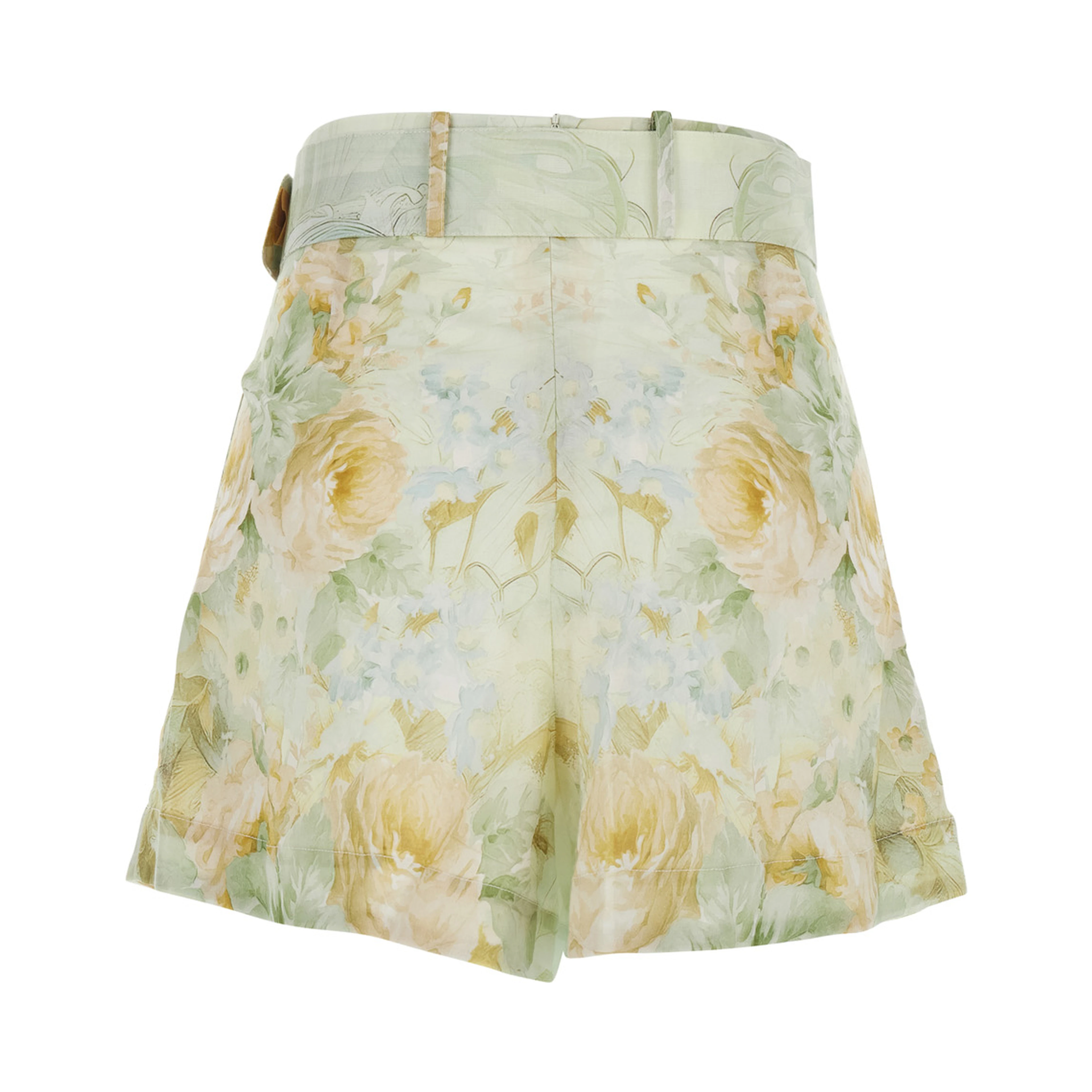 Sienna Multicolor Shorts with All-Over Floral Print and Front Belt in Cotton for Women