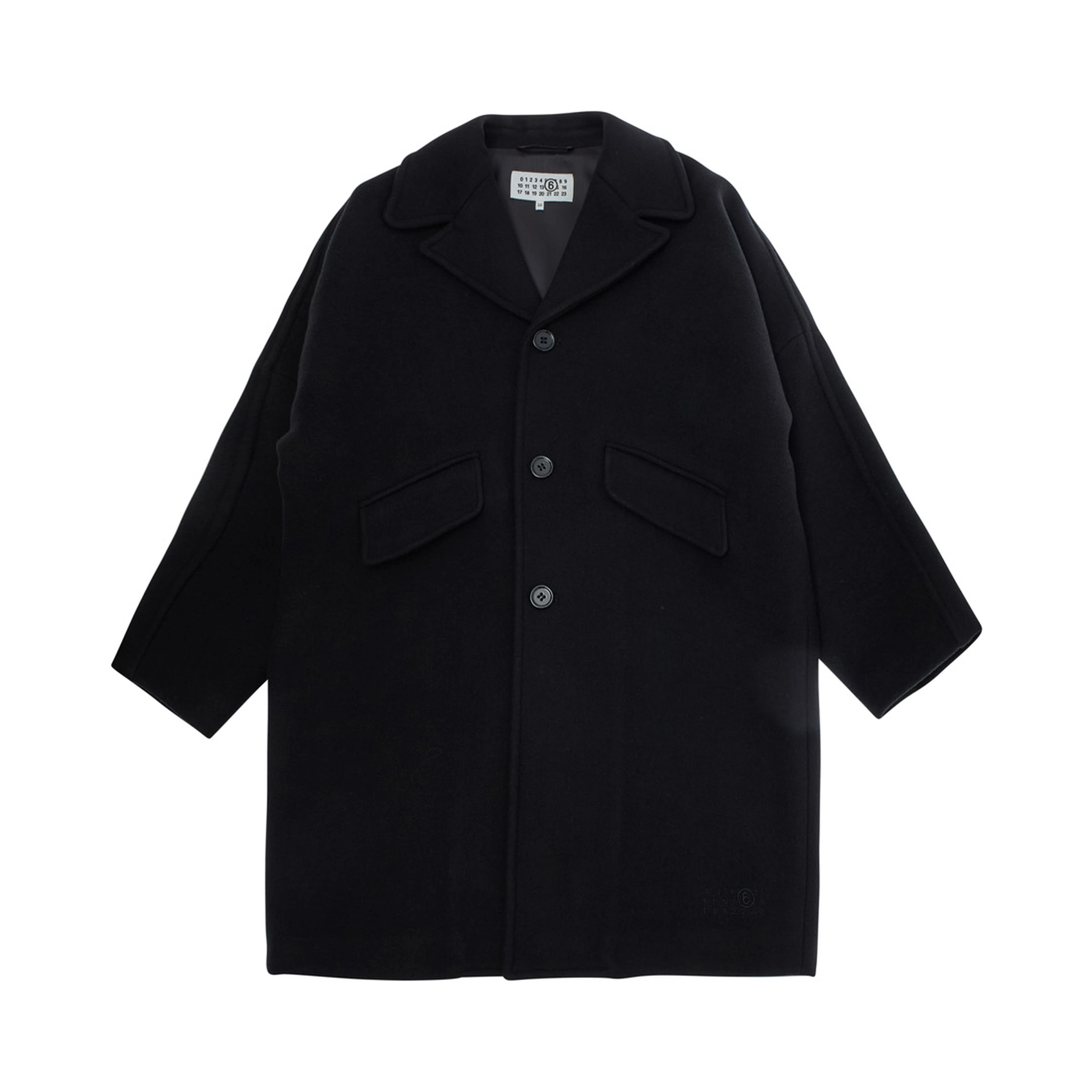 black Coat with Notched revers and front pockets in wool Boy