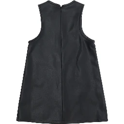 black Dress with logo lettering on the front in eco-leather for Girl
