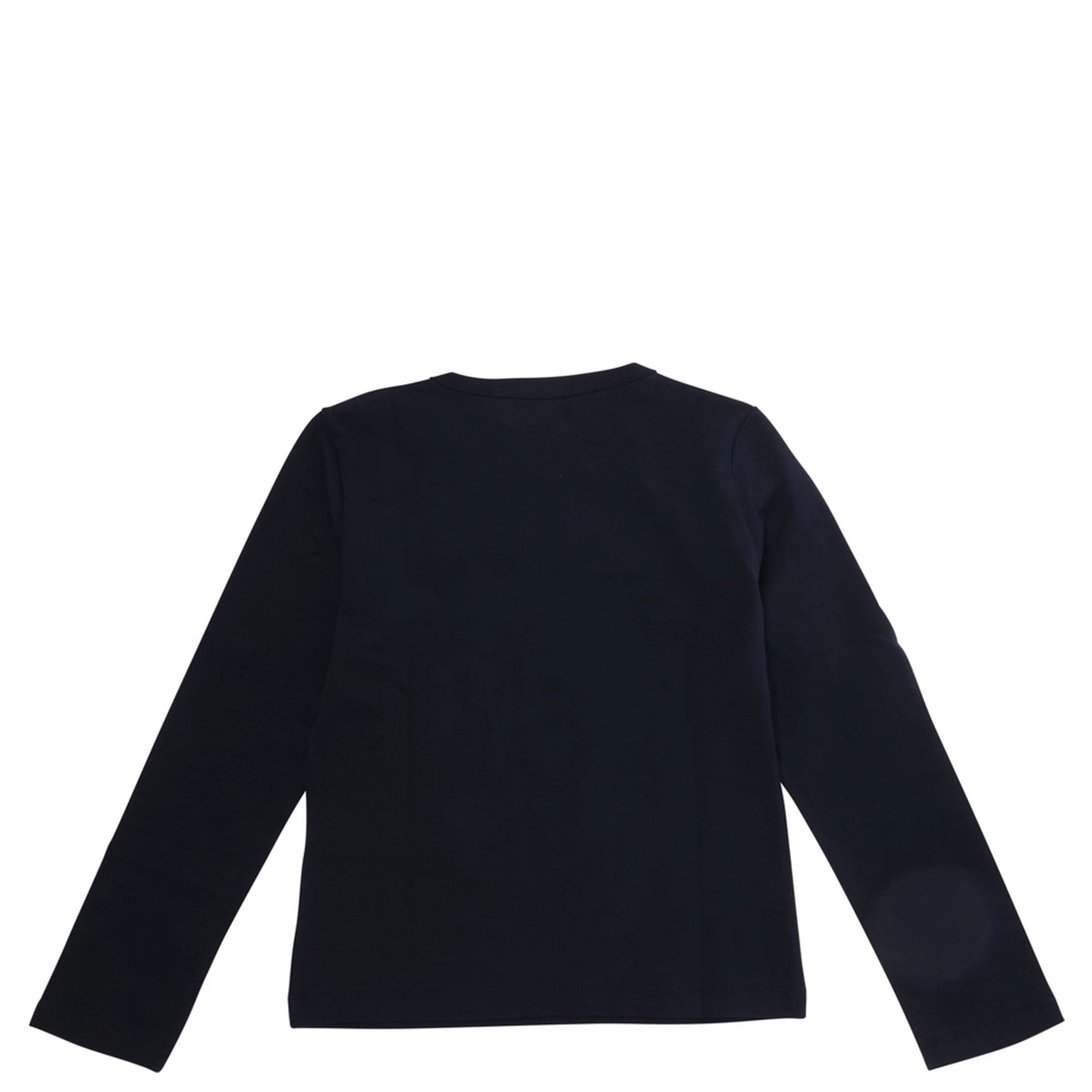 Blue Long sleeve round neck T-shirt with logo lettering on the front in stretch cotton Girl