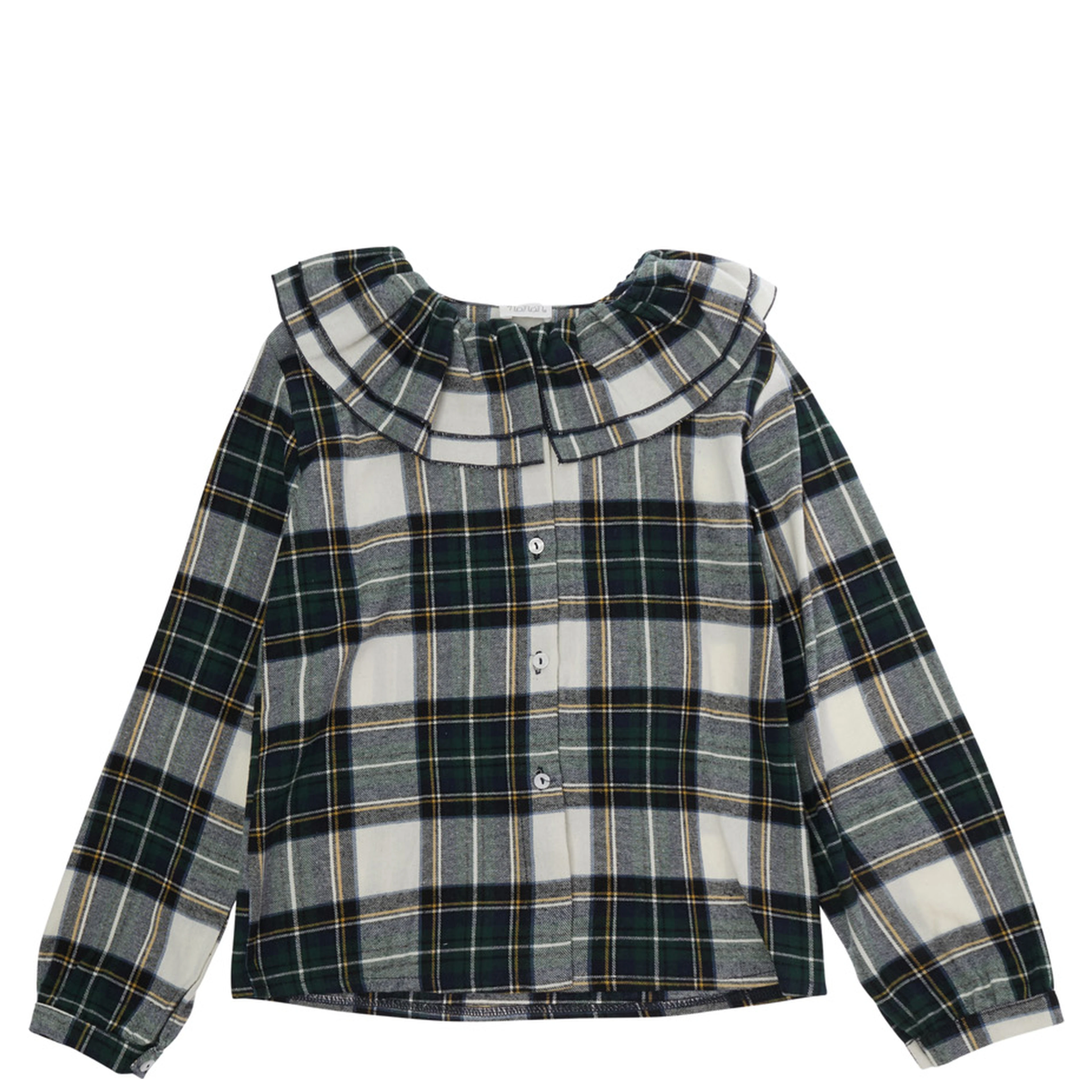 green Blouse with all-over stripe motif in cotton for Girl