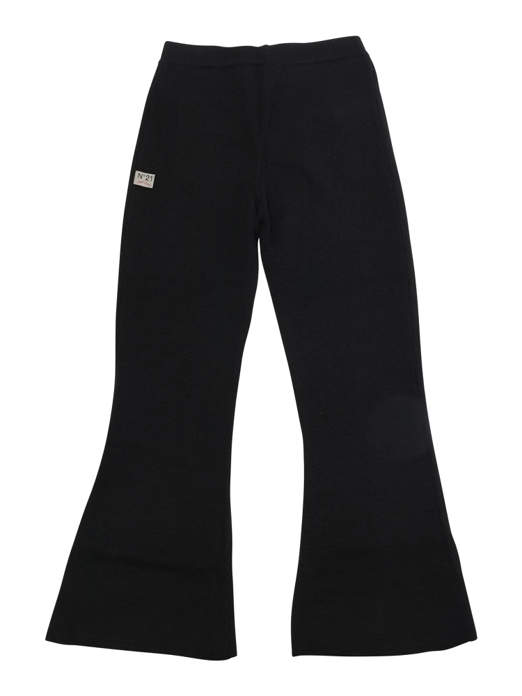 Black Pants with logo patch on the back and wide leg in Blend Wool Girl alternative