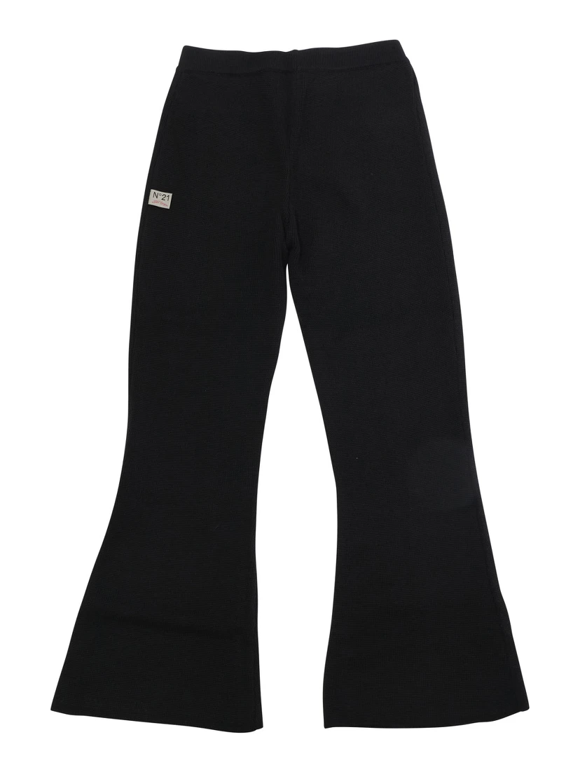Black Pants with logo patch on the back and wide leg in Blend Wool Girl