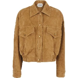 Beige Jacket with pointed collar and logo jewel buttons in suede for men