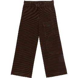 Brown Pants with Front Patch Pocket and Logo Patch on the Back in Corduroy Boy