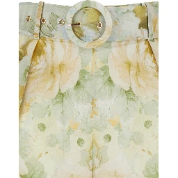 Sienna Multicolor Shorts with All-Over Floral Print and Front Belt in Cotton for Women