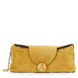 yellow Shoulder bag with Medusa Head on the front in suede for Women