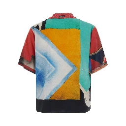multicolor Shirt with all-over print in silk for men