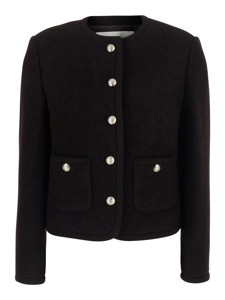CLASSIC TWEED JACKET with notched revers and long sleeves in Brown Wool Men